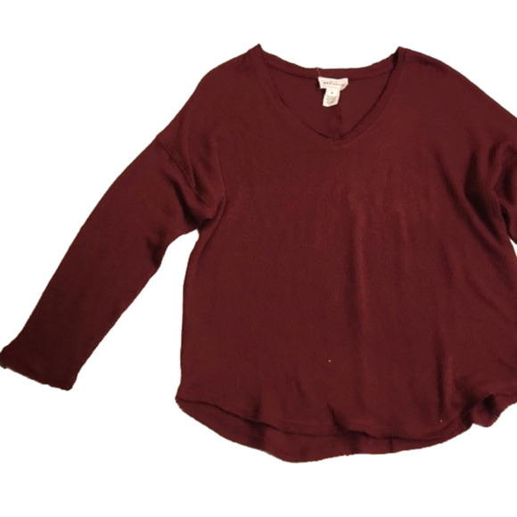 Womens For The Republic maroon v neck knit long sleeve top size Medium. - Picture 10 of 14